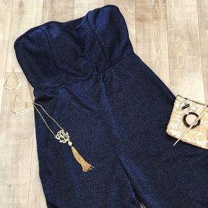 Blashe blue metallic jumpsuit size M NWT